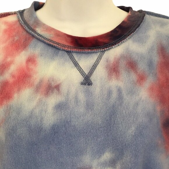 New SWS Active Boyfriend Crew Tie Dye Sweatshirt Medium Blue Fleece Loungewear - Picture 4 of 11
